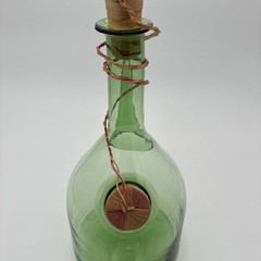 Vintage Wine Decanter Italian Demijohn Green Glass w/ Plugs and Ice Chamber