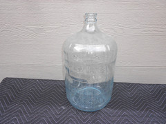 VINTAGE EMBOSSED HEAVY BLUE GLASS 5 GALLON WINE -WATER BOTTLE 19 x 10 in -XX 8 B