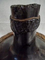 19th Century French Wine Demijohn Reed/Grass Wrapped Brown Glass 11&Prime; Tall #2