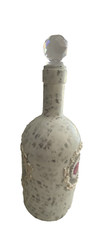 Hand painted wine bottle, unique bar decor & gifts, touch of France, Happiness.