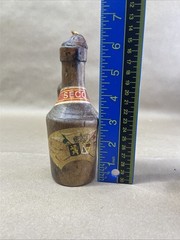 Hand Turned Wood Wine Liquor Bottles Candleholders Candlestick Spain Vintage
