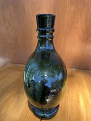 Hand Blown Dark Green Glass Wine Bottle