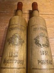 CHATEAUX PONSAC, CHATEAUX SANRENAY 19&Prime; Wood Wine Shop SIGN 1950