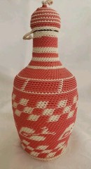 Vintage Demijohn French Liquor Bottle Plastic Wicker Woven Nice!