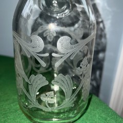 Vintage 1988 Floral Etched Norman Kosarin Carafe Paul Masson Vineyards Birds