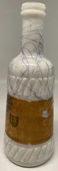 Welches Hazel Atlas Blue Drizzle Molk Glass Wine Bottle