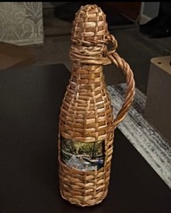 Vintage Wrapped wicker bottle, 3.5 inches tall