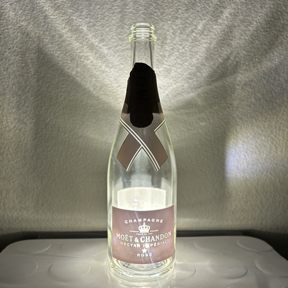Moët & Chandon Nectar Impérial Rosé Champagne Bottle EMPTY w/ Orig Light-Up Base