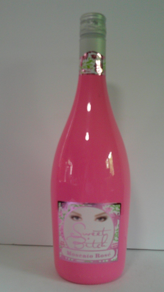 Sweet Bitch Moscato Rose Empty Pink Wine Bottle