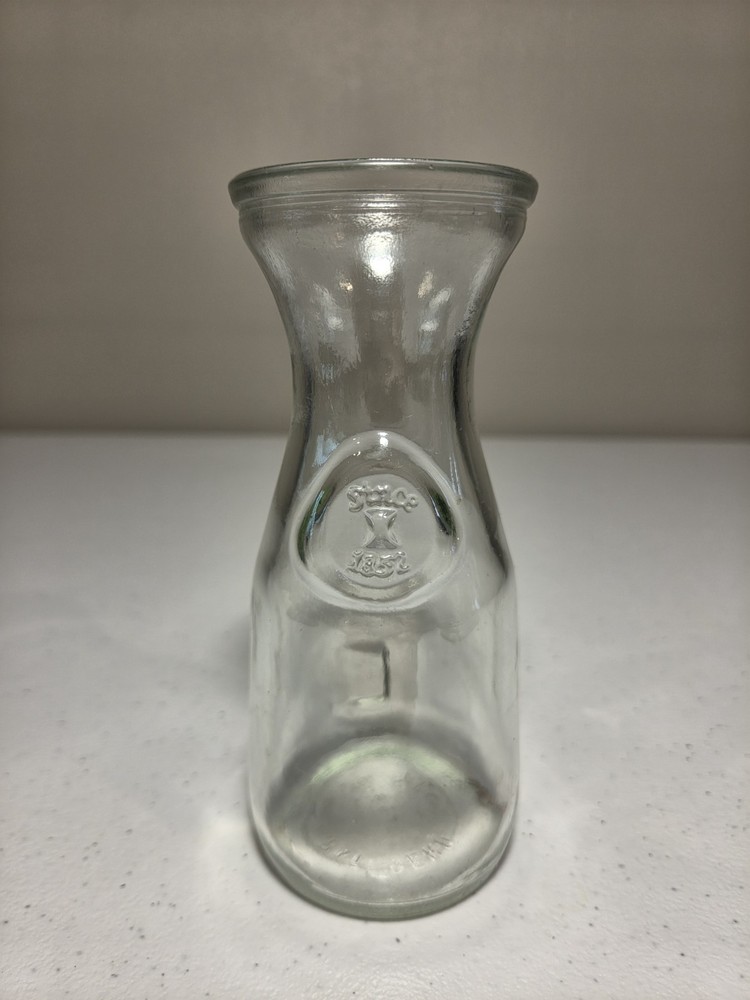 Vintage Paul Masson Glass Carafe Wine Bottle Since 1852 Embossed Decanter Vase