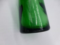 Antique Emerald Green Mold Blown Glass Wine Carafe Seal Bottle Roma 1/2 Litre