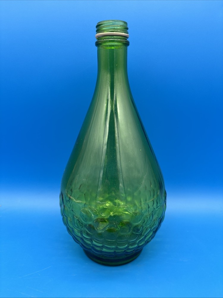 Gallo Flavor-Guard Green Glass Bottle Raised Grape Cluster Half Gallon Vintage