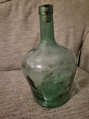 Vtg VIRESA Green Blue 10&Prime; Wine Jug Viresa Glass Bottle Carbon Demijohn Terrarium