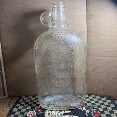 Vintage Fairview Wine Of Maine Pressed Glass Jug Embossed Grapes Leaves 64 Oz