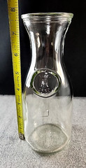 Embossed Since 1852 Glass 7” Wine Bottle Carafe Paul Masson w/Rectangle Lug
