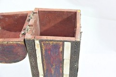 Bone Inlay Wine Bottle Box: Handcrafted Brass & Wood Vintage Decor