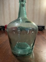 Vintage French Viresa Bottle Demijohn Wine Jug Spain 12&Prime; Green Glass