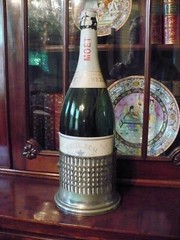EMPTY Moet Chandon Champagne 1882 Magnum Bottle + BRS Nickel Silver Holder PROP