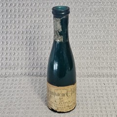 Antique Nonantum Champagne Cologne Teal Glass Bottle Reims Rare Single Serve