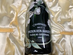 1995 Perrier Jouet Brut Fleur de Champagne Empty Bottle W/ Glasses And Box