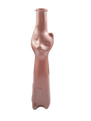Cat Shaped Glass Wine Bottle EMPTY Gold 13&Prime; Tall