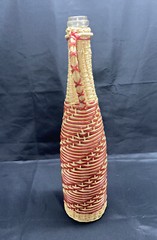 VINTAGE PLASTIC WICKER WRAPPED WINE BOTTLE RED WHITE Spain NO Cap/lid