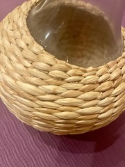 Vintage Red Chianti Wine Decanter Wicker And Glass 11.5” H