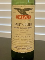 Vintage Empty Wine Bottle Calvet 1961 Saint Julien France New York Decor Bar