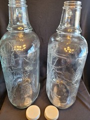 Vintage Rare Embossed Half Gallon Little Amana Glass Wine Jug(2) With Lids