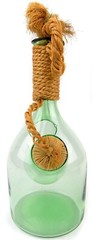 Vintage Wine Decanter with Ice Chamber Green Hand Blown Glass Straw Corks