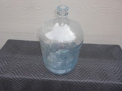 VINTAGE EMBOSSED HEAVY BLUE GLASS 5 GALLON WINE -WATER BOTTLE 19 x 10 in -XX 8 B