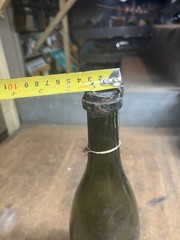 Antique Old Rare Early Empty Green Glass Wine Bottle High Kick Up W Paper Label