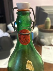 SEGESTA WINE BOTTLE Large 2 quart Antique Emerald Green Glass 15&Prime; High Porcelain