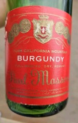 Paul Masson Burgundy, 4/5 pint bottle(empty) 1960&rsquo;s-70 Saratoga, CA