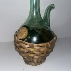 VINTAGE HAND BLOWN GREEN GLASS WINE BOTTLE DECANTER FROM ITALY