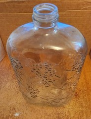 Vintage Glass Grapevine Embossed Wine Bottle Half Gallon Screw Top Lot 3642
