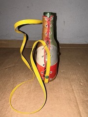 Vintage 1970&rsquo;s French VIRESA Glass Wine Bottle with Faux Leather Vinyl Covering