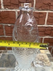 Vintage Fish Shaped Glass Decanter Italian Wine Bottle With Cork . Never USED