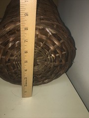 Vintage French Demijohn Wine Bottle Holder Wicker Rattan, 15” Tall