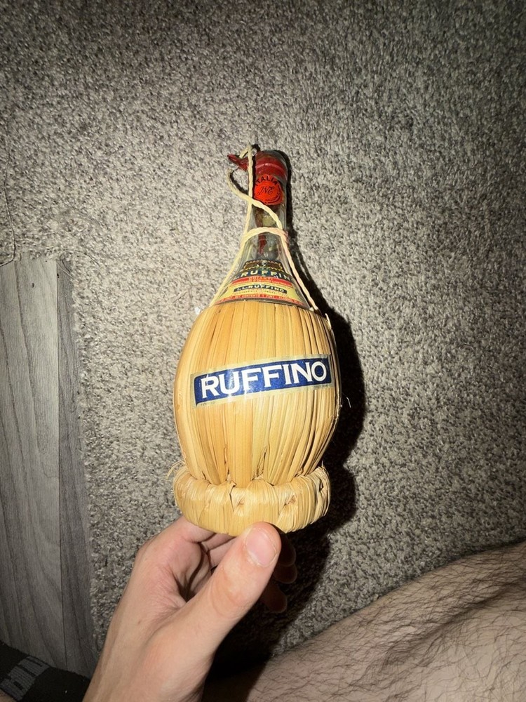 Vintage 1972 I.L. Ruffino Chianti Straw-Covered Wine Bottle