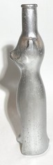 Collectible Vintage CAT SHAPED GLASS BOTTLE – 13”- Metallic Silver
