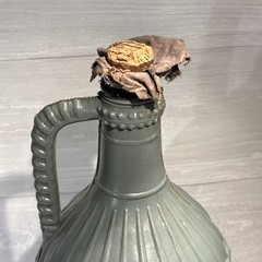 French Glass Woven Plastica Demijohn Bottle Rustic Farmhouse Antique