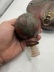 Vintage Antique Italian Leather Wrapped Wine Decanter Empty Made In Italy Unique