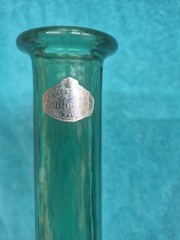 Vintage Green Glass Guildcraft Italy Embossed Honeycomb Bottle