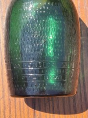 Vintage JM da Fonseca Portugal Textured Green Glass Bottle Fish Scale Pattern