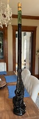 VINTAGE New Italian Green Glass CHIANTI Wine Bottle Warrior Design 44&Prime; Tall