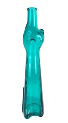 Rheinhessen Riesling Cat Figural Glass Bottle Teal Blue 13.5&Prime; Tall