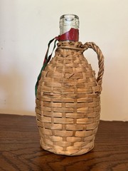 Vintage Wicker Wrapped Glass Quinta Lisbon Wine Bottle 1967 VASE DECOR 7 1/2&Prime;