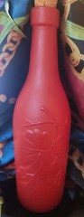 Vintage Frosted Glass wine bottle with embossed grapes with original cork