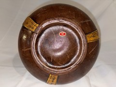 VTG Italian Leather Wrapped Decorative Wine Bottle w/ Wood Stopper RARE Italy